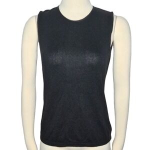 VTG Petite Sophisticate Black Silk Cashmere Sleeveless Top M Keyhole Button Back